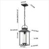 Outdoor Pendant Lights for Porch, Black Exterior Chandelier for Gazebo, Modern Outside Hanging Lanterns Outdoor Ceiling Light Fixture with Ribbed Glas