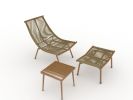 JESE Chaise Lounge Chair with Ottoma and Table for Outdoor Indoor Wood-Color Anti-rust Metal Alloy Frame Lazy Chiars 380lbs Capacity with Cushion and