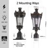 Vintage Crown Outdoor Post Lantern, Waterproof Decorative Table Lamp with Clear Glass Shade and Antique Metal Base for Garden, Patio, Porch, Pathway L