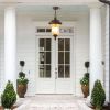 Rustic Outdoor Hanging Lantern, Weatherproof Vintage Pendant Light with Clear Glass Shade, Waterproof Exterior Lighting Fixture for Porch, Patio, or G