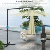 Outsunny 9.5FT Cantilever Patio Umbrella with Crank, Cross Base and Air Vent, Round Hanging Offset Umbrella, Heavy Duty Outdoor Umbrella for Garden, P