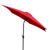 8.8 feet Outdoor Aluminum Patio Umbrella, Patio Umbrella, Market Umbrella with 33 pounds Round Resin Umbrella Base, Push Button Tilt and Crank lift, R