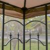 Outsunny 10' x 10' Patio Gazebo with Corner Frame Shelves, Double Roof Outdoor Gazebo Canopy Shelter with Netting, for Patio, Wedding, Catering & Even