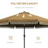 Outsunny 9ft Patio Umbrella with Push Button Tilt and Crank, Ruffled Outdoor Market Table Umbrella with Tassles and 8 Ribs, for Garden, Deck, Pool, Ta
