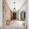 Outdoor Pendant Lights for Porch, Black Exterior Chandelier for Gazebo, Modern Outside Hanging Lanterns Outdoor Ceiling Light Fixture with Ribbed Glas