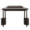 6x10FT Hardtop Grill Gazebo, Outdoor BBQ Gazebo with Double Galvanized Steel Roof, Patio Grill Canopy with 2 Cabinets and Ceiling Hooks for Backyard,