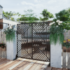 Mountain-shaped Black Metal Privacy Screen, Metal Outdoor Privacy Screen, Freestanding Outdoor Divider Decorative Privacy Fence Screen Set for Deck Pa