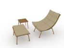 JESE Chaise Lounge Chair with Ottoma and Table for Outdoor Indoor Wood-Color Anti-rust Metal Alloy Frame Lazy Chiars 380lbs Capacity with Cushion and