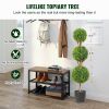 VEVOR Artificial Topiaries Boxwood Trees, 48 inch Tall (2 Pieces), 3 Ball-Shape Faux Topiaries Plant with Planters, Green Feaux Plant w/ Replaceable L