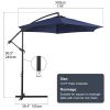 10ft Cantilever Patio Umbrella, Offset Hanging Outdoor Table Umbrella with Tilt Crank, 6 Sturdy Ribs, UV 50+ Protection Sun Shade for Market, Garden,