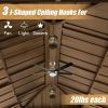 12x16FT Cedar Wood Gazebo, Solid Wood Hardtop Gazebo with Galvanized Steel Double Roof, Netting & Curtains, Outdoor Gazebo for Patio, Backyard, Deck,