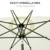 Outsunny 9ft Patio Umbrella with Push Button Tilt and Crank, Ruffled Outdoor Market Table Umbrella with Tassles and 8 Ribs, for Garden, Deck, Pool, Cr