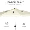 Outsunny 9ft Patio Umbrella with Push Button Tilt and Crank, Ruffled Outdoor Market Table Umbrella with Tassles and 8 Ribs, for Garden, Deck, Pool, Cr