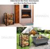 Indoor Firewood Rack with 4-Piece Fireplace Tools Set, 2-Layer Firewood Rack and Fireplace Accessories, Wood Stove Metal Firewood Stand with Fireplace