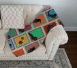 Lots of Longhaired Black Tan Dachshund Quilted Blanket 50x60 Artwork Pattern Quilted Throw Blanket for Bed, Couch, Sofa, Soft and Lightweight