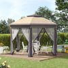 13' x 13' Pop Up Gazebo, Hexagonal Canopy Shelter with 6 Zippered Mesh Netting, Event Tent with Strong Steel Frame for Patio Backyard Garden Wedding P