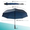 Reverse Umbrella with Sturdy Shaft 8 Reinforced Ribs Teflon Coating Black Navy Blue Inverted Umbrella Compact Windproof Upside Down Umbrella for Women