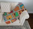 Lots of Apricot Pug Quilted Blanket 50x60 Artwork Pattern Quilted Throw Blanket for Bed, Couch, Sofa, Soft and Lightweight