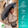 Reverse Umbrella with Sturdy Shaft 8 Reinforced Ribs Teflon Coating Black Navy Blue Inverted Umbrella Compact Windproof Upside Down Umbrella for Women