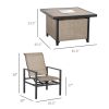 5 Piece Garden Patio Dining Set, Steel, Outdoor Conversation Set, Square Dinner Table with Built-in Ice Bucket Insert, 4 Rocking Chairs for Garden, La