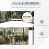Outsunny 10' x 13' Patio Gazebo, Double Roof Outdoor Gazebo Canopy Shelter with Screen Decorate Corner Frame, for Garden, Lawn, Backyard and Deck, Cre