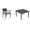 5-Piece Outdoor Patio Aluminum Furniture, Modern Dining Set, including 4 Dining Chairs Sunbrella Fabric Cushioned and 40" Square Dining Table with Umb