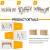 4 Piece Patio Furniture Set, Outdoor Acacia Wood Conversation Set, All-Weather Rope Sofa Set with Coffee Table, Loveseat, Modern Deep Seating Set for