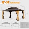 10x14FT Cedar Wood Gazebo, Solid Wood Hardtop Gazebo with Galvanized Steel Double Roof, Netting & Curtains, Outdoor Gazebo for Patio, Backyard, Deck,