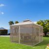 Outsunny 10' x 10' Patio Gazebo with Corner Frame Shelves, Double Roof Outdoor Gazebo Canopy Shelter with Netting, for Patio, Wedding, Catering & Even
