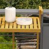 Outsunny Balcony Railing Table, Outdoor Folding Hanging Table / Desk, Space Saving 4 Height Adjustable Wood Balcony Bar Table for Serving Food, Flower