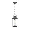 Outdoor Pendant Lights for Porch, Black Exterior Chandelier for Gazebo, Modern Outside Hanging Lanterns Outdoor Ceiling Light Fixture with Ribbed Glas