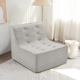 Fireside Chair, Lazy Floor Sofa Couch, Large Bean Bag Chair For Adults With High Resilience Foam For Living Room, Bedroom And Office, Velvet Fabric (Option: Gray)