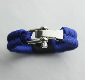 Outdoor Seven-core Umbrella Rope Braided Ribbon Bracelet (Color: Blue)