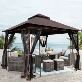 10x10 Outdoor Patio Gazebo Canopy Tent With Ventilated Double Roof And Mosquito net(Detachable Mesh Screen On All Sides),Suitable for Lawn, Garden, Ba (Color: As pic)