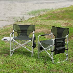 2-piece Padded Folding Outdoor Chair with Side Table and Storage Pockets,Lightweight Oversized Directors Chair for indoor, Outdoor Camping, Picnics an (Color: As pic)