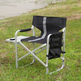 1-piece Padded Folding Outdoor Chair with Side Table and Storage Pockets,Lightweight Oversized Directors Chair for indoor, Outdoor Camping, Picnics an (Color: As pic)