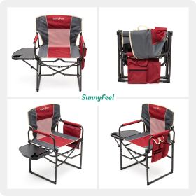 Camping Directors Chair, Heavy Duty,Oversized Portable Folding Chair with Side Table, Pocket for Beach, Fishing,Trip,Picnic,Lawn,Concert Outdoor Folda (Color: Red)