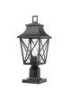 Outdoor Post Light, Black Pole Lantern Lighting Fixture with Pier Mount Base Hard Wired, Outdoor Column Lights Exterior Lamp Post Lantern with Glass f