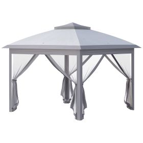 Outsunny 11' x 11' Pop Up Canopy Tent with Netting and Carry Bag, Instant Gazebo Sun Shelter, Tents for Parties with 121 Square Feet of Shade, for Out (Color: As pic)