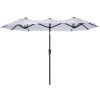 Outsunny Double-sided Patio Umbrella 9.5' Large Outdoor Market Umbrella with Push Button Tilt and Crank, 3 Air Vents and 12 Ribs, for Garden, Deck, Po