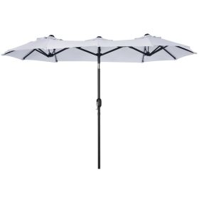 Outsunny Double-sided Patio Umbrella 9.5' Large Outdoor Market Umbrella with Push Button Tilt and Crank, 3 Air Vents and 12 Ribs, for Garden, Deck, Po (Color: As pic)