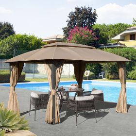 Gazebo 10x14FT, Outdoor Gazebo with Double Roofs, Privacy Curtains, Mosquito Nettings, Heavy Duty Metal Frame Party Tent Canopy for Patio, Backyard, D (Color: As pic)