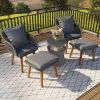K&K 5 Pieces Patio Furniture Chair Sets, Patio Conversation Set With Wicker Cool Bar Table, Ottomans,Outdoor Furniture Bistro Sets for Porch,Backyard,