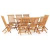 9 Piece Folding Patio Dining Set Solid Teak Wood