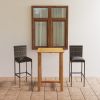 3 Piece Patio Bar Set with Cushions Gray