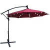 W65627956  Outdoor exposed table lamp Solar umbrella 10 feet Solar lamp umbrella LED lighting umbrella 8 rib umbrella crank / cross base Burgundy Sola