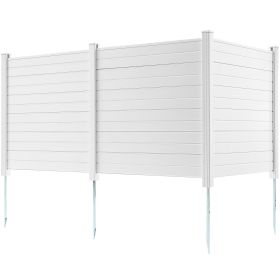 VEVOR Outdoor Privacy Screens, 50" W x 50" H Air Conditioner Fence, Pool Equipment Enclosure, Horizontal Vinyl Privacy Fence, Perfect to Enclose Trash (Style: Horizontal, size: 50" W x 50" H (3-Panel))