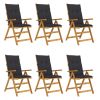 Folding Patio Chairs 6 pcs with Cushions Solid Acacia Wood