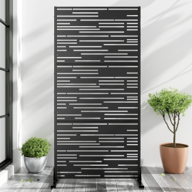 Light and Shadow Black Arched Privacy Screen Freestanding Outdoor Divider Decorative Privacy Fence Screen Set for Deck Patio Balcony Garden Outdoor&In (size: 72" H×35" W)