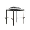 Grill Gazebo 8' × 6', Aluminum BBQ Gazebo Outdoor Metal Frame with Shelves Serving Tables, Permanent Double Roof Hard top Gazebos for Patio Lawn Deck